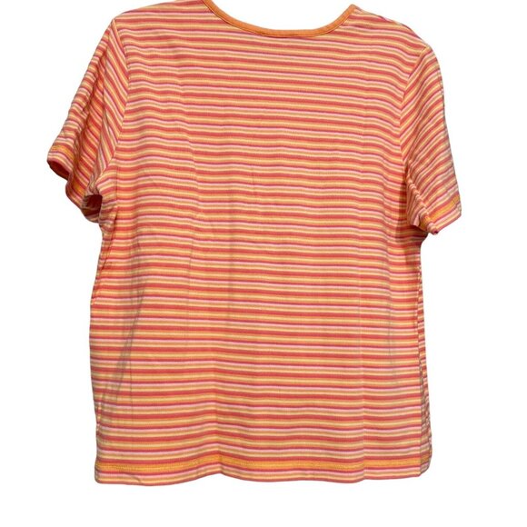 Sport Savvy Womens Tshirt Orange XL Striped Cotton Stretch Short Sleeve Tee - Picture 2 of 4